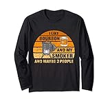 divertente i like bourbon and my smoker and maybe 3 people maglia a manica