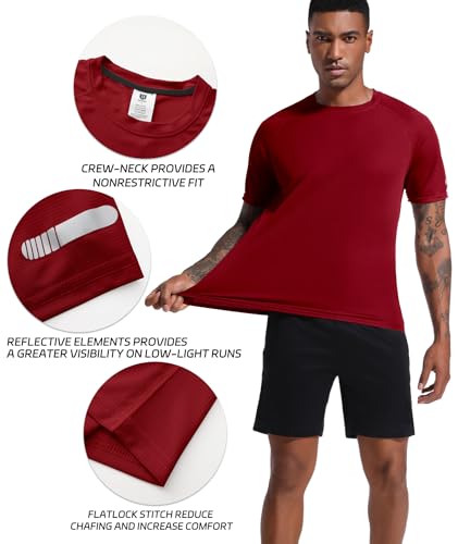 Image of Men's Quick-Dry Sportswear T-Shirts,4 /6 Pack Breathable Moisture Wicking Gym Tops for Training & Workout,Short Sleeve Tees