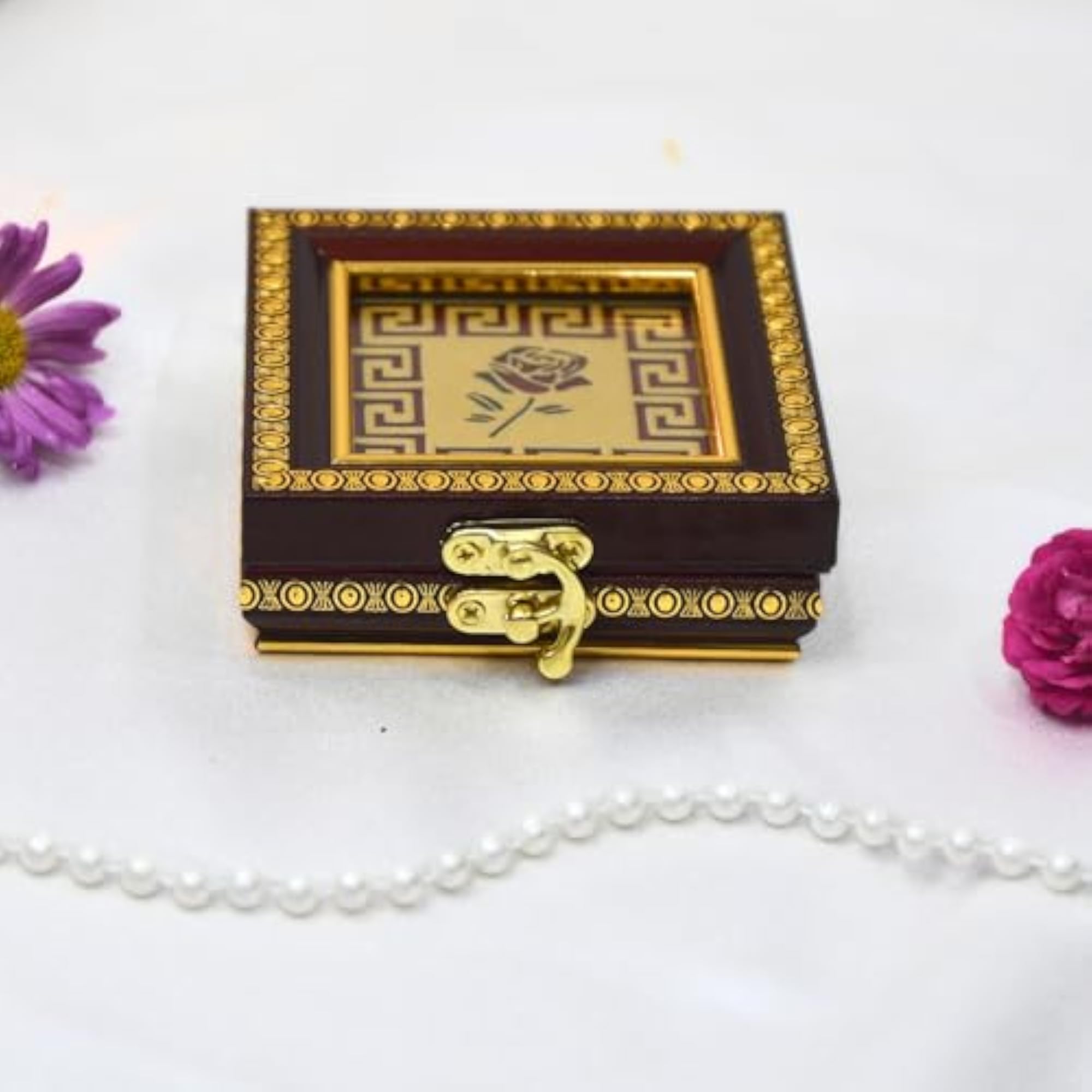 Wooden Gold/Silver Ginni Coin Gift Box for Gifting Purpose