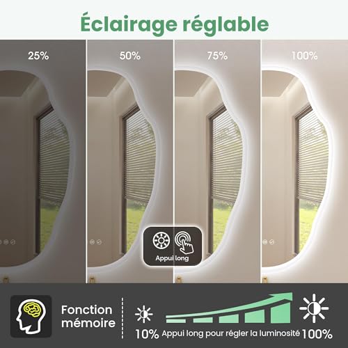 Miroir rétroéclairé S'bagno 70x100 cm avec éclairage LED variable horizontal ou vertical - 6