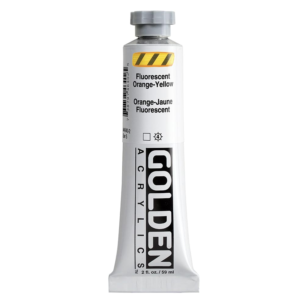 Acrylique fluo terne ? Testez GOLDEN HB 60 ML orange jaune fluorescent S5