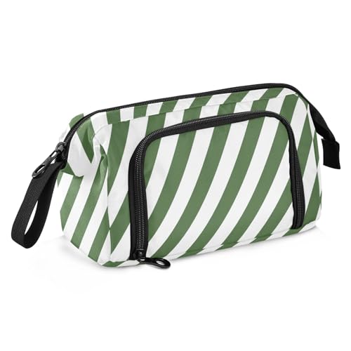 Astuccio con motivo a bianche grande capacità astuccio con cerniera per la scuola dei bambini Multicolore Taglia unica moderno righe verde
