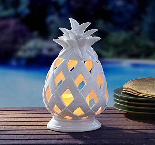 Moonrays 91582 Battery-Operated Tabletop Pineapple, White