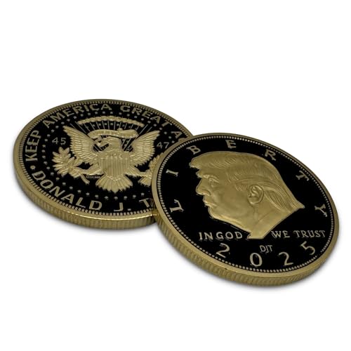 Image of Donald Trump Black & Gold Coin 2025 with Certificate of Authenticity, President Coin, Trump Coin Collectors, 24kt Gold Plated with Black Inlay, 38mm x 2mm