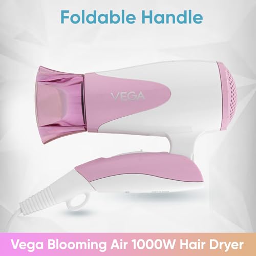 Vega Blooming Air Foldable 1000 Watts Hair Dryer for Women with Quick Dry, Flexiable Heat Setting and Detachable Nozzle, Automatic Overheat Cutout (VHDH-05), (Made in India) - Image 5
