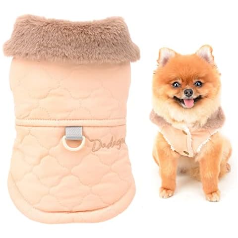 SMALLLEE_LUCKY_STORE Quilted Dog Coat with D-ring Cover