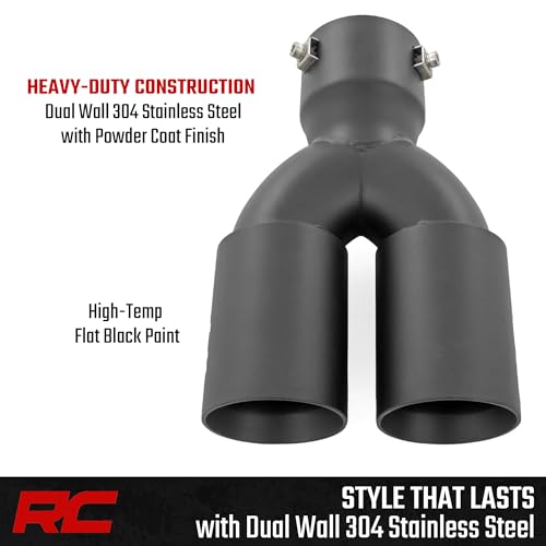 Rough Country Black Dual Exhaust Tip | 304 Stainless Steel | 2.5-3" - 96050 - image 2