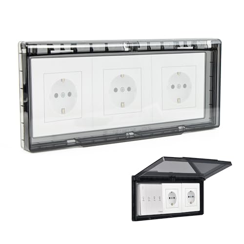 Copertura per interruttori, prese esterne, impermeabile, protezione per presa elettrica con 3 scomparti, tipo 86, custodia per bagno, casa, esterno