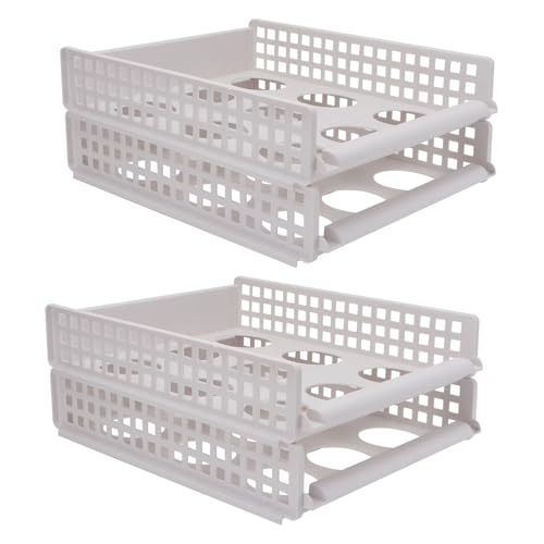 BESPORTBLE 2 Piezas Cestas de Almacenamiento Apilables para Armario Organizadores Plegables de Plástico Resistente de Unidades para Ropa y Accesorios Diseño Práctico y Fácil Uso