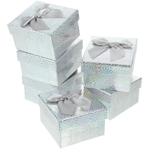 COHEALI Cajas de Obsequio Plegables de Papel Gris 9X85X55 CM con Tapa y Cinta Pack de 6 Unidades Cajas Pequeñas para Envolver Regalos de Cumpleaños Bodas y Manualidades