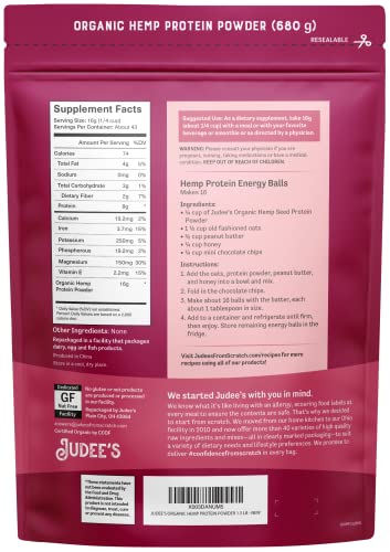 Judee's Organic Hemp Protein Powder 1.5 lb - All Natural Ground Hemp Seeds Powder - Great for Smoothies and Snacks - Non-GMO, Gluten Free and Nut Free - Image 3