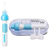 Limpieza Cerumen Oído con LED, Automático Portátil Eléctrico Aspiradora de Cera de Oído con 2 puntas de silicona extraíbles, Para Bebés, Jóvenes y Adolescentes Adultos (azul)