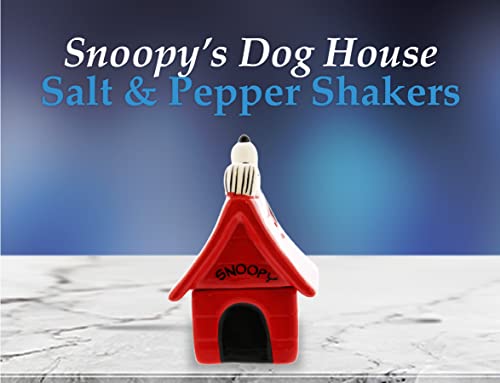 Best Brands Disney Salt And Pepper Shakers Set Of 2 - Ceramic Snoopy Sleeping On His Doghouse, Perfect For Any Tabletop - Easy To Fill With Rubber Stopper - Red/White, Glossy Finish #TOP1