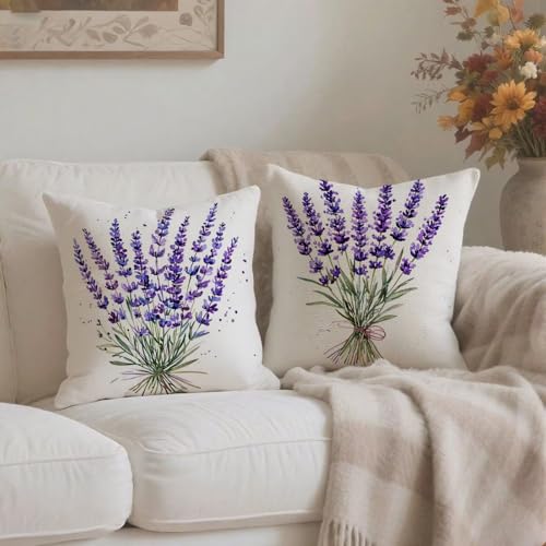Housse coussin 70x70 violet imperméable en lin pour patio et canapé extérieur
