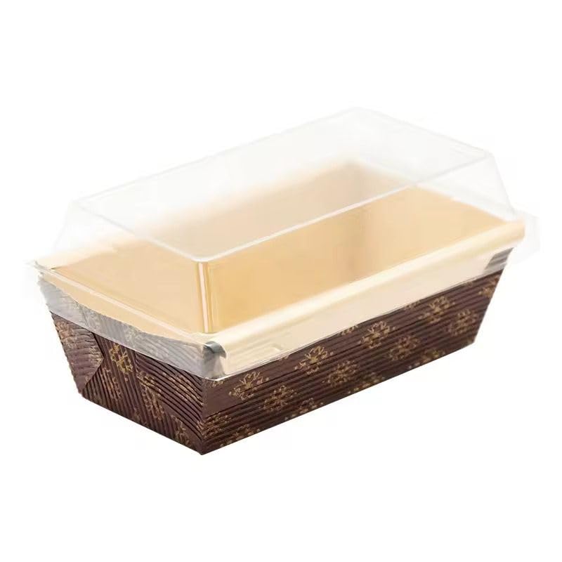 A m Bakers Disposable Paper Loaf Pan Molds, Small Size, Pack of 10, Brown with Clear Lid-picture-10