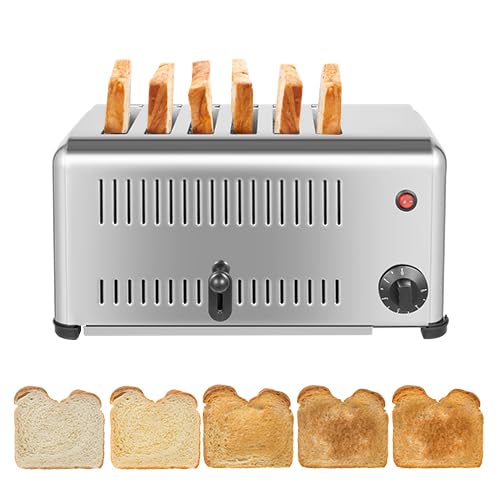 6 Slice Bread Toaster, 1680W 110V Stainless Steel Commercial Toaster Bread Baking Machine, for Restaurant Precise Timing for Home Restaurant Bakery