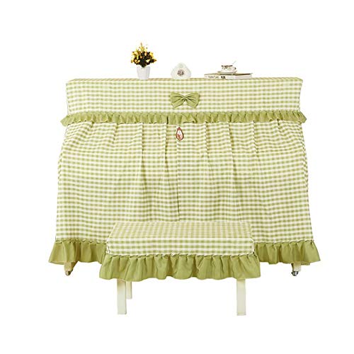 YMYP08 Piano Cover Plaid Fabric Modern Simple Cover Open Curtain Dust Cover Playing The Piano Cover (Color : A, Size : Piano cover+double stool cover)