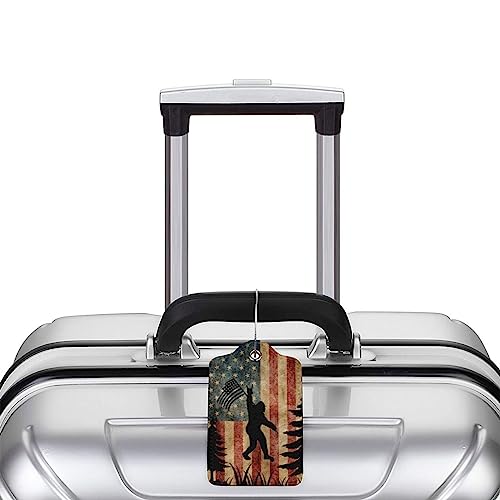 American Flag Luggage Tags for Suitcases Set of 2 Leather Stainless Steel Loop Label Tag for Travel Bag4