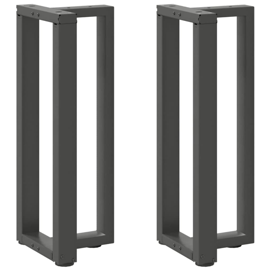 Nogi stołu konsolowego w kształcie litery T ze stali malowanej proszkowo, antracytowe, 25 x 28 x (72-73) cm, 2 sztuki z regulowanymi nóżkami poziomującymi, do stołu jadalnego, biurka, stołu