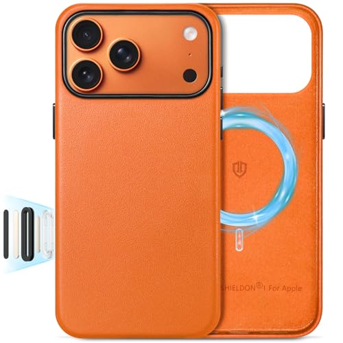 Image of SHIELDON Genuine Leather Case for iPhone 17 Pro Max 6.9 Inch 2025, Orange