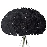 LUSHIDI 10PCS Silk Hydrangea Heads with Stems Artificial Flowers for Wedding Party Home Decor (Black