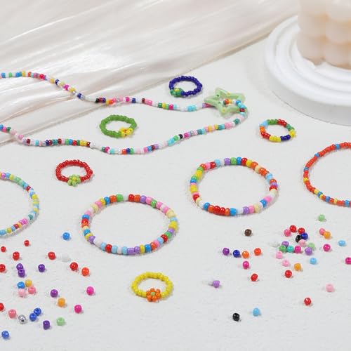 Image of 28 Colors 3mm Seed Beads, 7200PCS Glass Seed Beads Kit for Jewelry Making, Craft and Bracelet Making