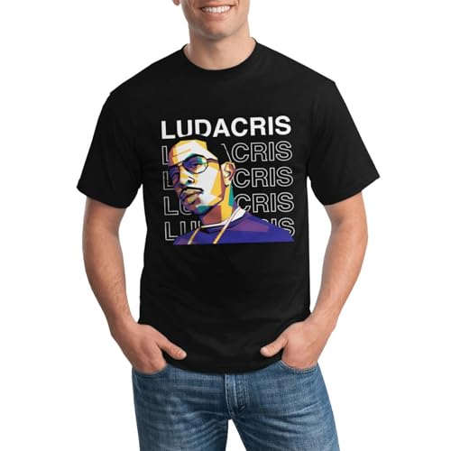 Ludacri's Shirt Men's Trend Personalized Pattern Short Sleeve Cotton Round Neck T-Shirt Black