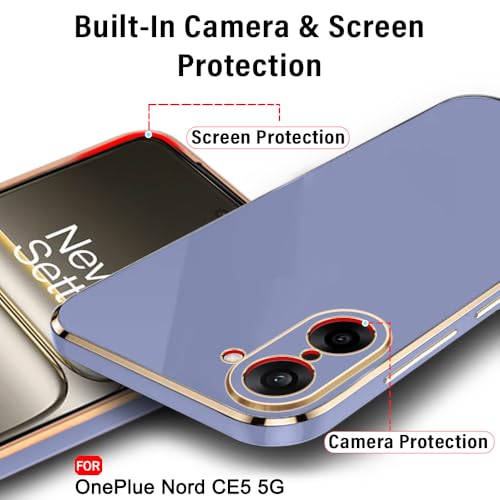 Image of TheGiftKart Luxurious Golden-Plated Back Cover Case for OnePlus Nord CE 5 5G | Raised Lips for Camera & Screen Protection | Shockproof Design | Stylish Cover for OnePlus Nord CE5 (TPU, Greyish Blue)