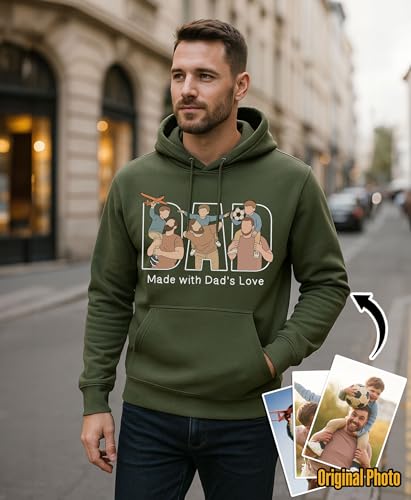 Custom Dad Hoodie Sweatshirt Shirt with Photo Text, Personalized Fathers Day Sweatshirt for Dad Custom Sweatshirts Men4
