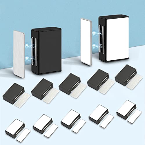 Image of Magnetic Door Catch AOSITE 12 Pack Bulk, 17LB Strong Tool-Free Installation Cabinet Magnets for Cabinet, Cupboard, Wardrobe, Drawer & Pantry Door, Self-Adhesive Black Stainless Steel Catches