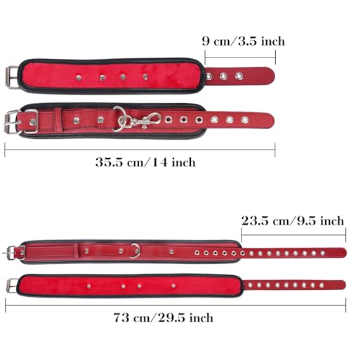 Image of Sex Bondage Wrist & Thigh Cuffs BDSM Restraints Set, Sex Toys for Women with Adjustable Leg Straps Handcuffs for Couple Beginner SM Game Play (Deep Red)