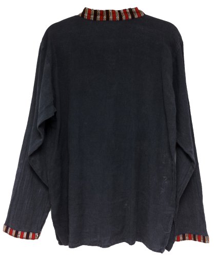 Yak & Yeti Men's Kurta Stone Washed Lightweight Cotton Mandarin Style Collar (Large, Black)2