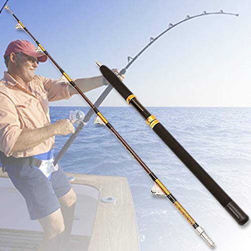 Canne à pêche 2 pièces en Eau salée pour pêche à la traîne Trolling,Fishing Rods avec Roller Guides (Brown A/80-120lbs,180cm)