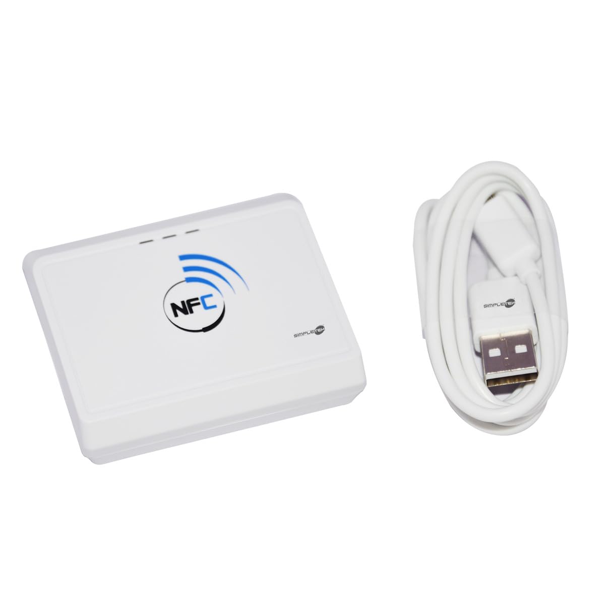 SIMPLETEK - Lector Escritor Smart Card Combo NFC Bluetooth 4.0 BLE USB | HID, Plug & Play, 2 LED de señalización visual, zumbador, bolsillo, batería 300mAh, ISO 14443 A B, ISO 18092, radiofrecuencia
