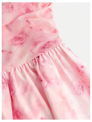 Verdusa Girl's Floral Tie Shoulder Ruffle Dress Ruched Tiered Sleeveless Short Summer Dresses4