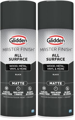 Image of Glidden Master Finish 12 oz. Matte Black Interior /Exterior All Surface Spray Paint and Primer (Pack of 2)