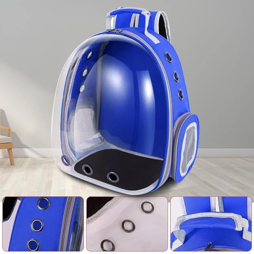 Image of VAYINATO Transparent Portable Pet Backpack Travel Carrier, Convenient Travel for Small Dog and Cat | Waterproof, Comfortable and Breathable by Petzlifeworld (Blue)