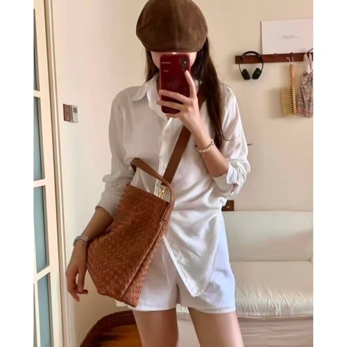 Image of Women's Braided Suede Tote Bag Stylish Suede Hobo Shoulder Bag with Woven Details for Work Travel