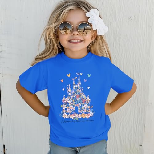 Image of Floral Castle Shirts for Girls Graphic Cute Tshirt Kids Toddler Flower Holiday Shirt Vacation Trip Tee Tops