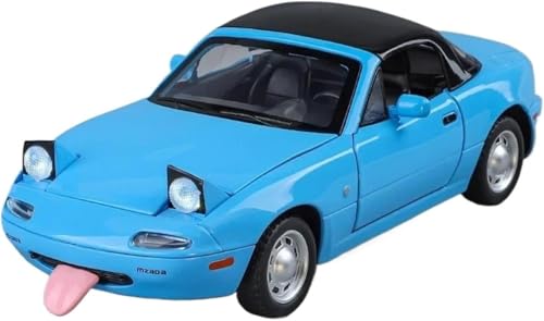 Image of 1:24 Mazda Miata MX-5 Diecast Model Car - Pull Back Metal Sports Toy Car with Light & Sound, Openable Doors - Collectible Toy Gift for Kids & Adults (Blue)