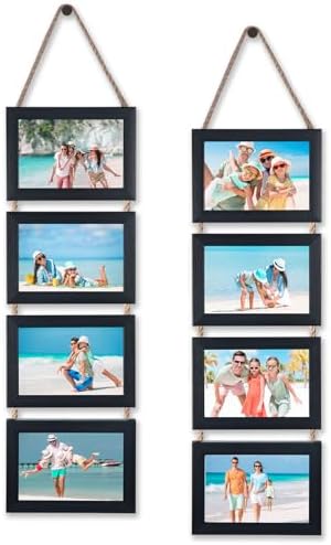 4-Picture Collage Frame For Wall - Black, Holds Four 4x6 Photos, Horizontal Wood Frame With Glass - View #9