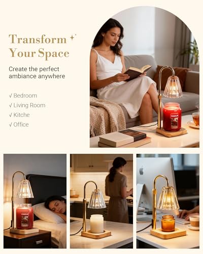 Marycele Candle Warmer Lamp with Timer Dimmer for Yankee Candles Adjustable Height, Birthday Gifts for Women Mom Sister, Wax Candle Lamp Warmer Vintage Farmhouse Home Decor