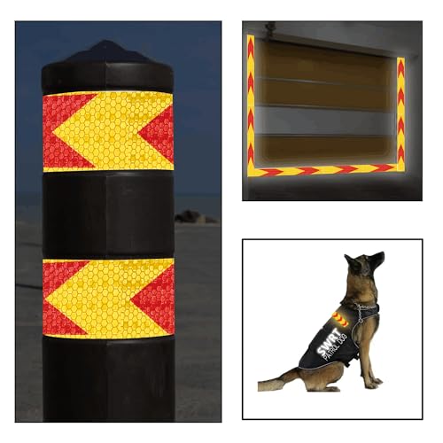 Swrt SL-YRJT-1 Reflective Tape Outdoor Waterproof, 2 Inch X 30 Ft Red & Fluorescent Yellow Reflective Tape, Shining Star Heavy Duty Strong Adhesive Hazard Caution Safety Warning Tape Conspicuity Tape thumb #6