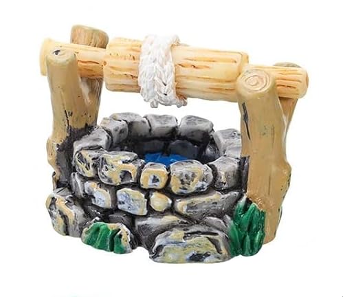 Vintage Water Well Miniature Fairy Garden Accessories,Miniature Pond Lawn Garden Ornament Figurines, Mini Lighthouse Water Well Bridge Figurines, Micro Landscape Ornaments for Garden DIY Kit Statues