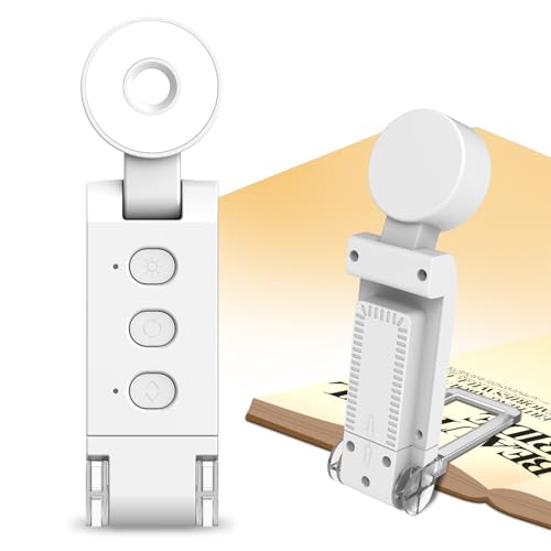 Image of Round Reading Light Clip On Book,USB Rechargeable Book Light,5 Colours and 6 Brightness dimmable,Angle Adjustable,for Reading for Bed (White)