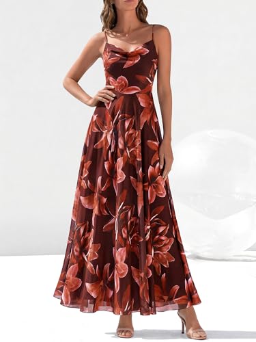 Image of BTFBM Women Summer Maxi Dresses Elegant Wedding Guest Dress | Cowl Neck,Spaghetti Strap,Mesh,Floral,A-Line,Flowy,Party,Cocktail,Homecoming,Graduation,Sundress,Prom,Beach Long Dresses