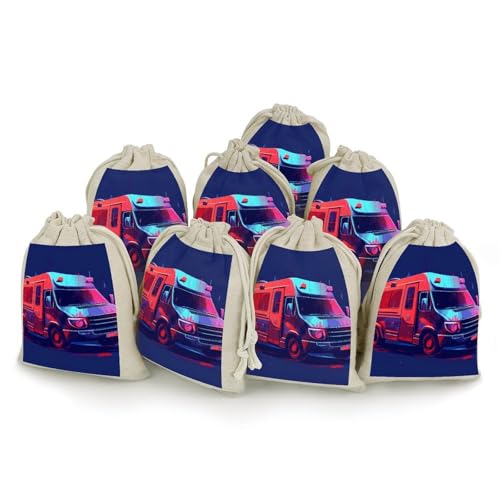 BSCKKDMN コットン巾着袋 8枚パック カーパープルシルエット リネンギフトバッグ 収納バッグ 再利用可能ギフトポーチ ジュエリー/パーティー/記念品 ラッピング DIY クリスマスギフト キャンディバッグ 4.9x6.7インチ