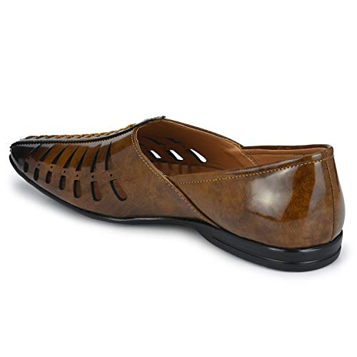 Image of Prolific Men's Brown Ethnic Juttis Mojaris & Partys Shoes (Tan, Numeric 8)