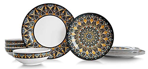 Bowla 12-Piece Melamine Dinnerware Set - Service For 4 (India Style) #TOP5