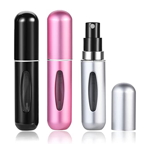 Wendergo-5ML-Perfume-Atomiser-Refillable-3-Pcs-Fragrance-Travel-Bottle-Portable-Mini-Spray-Empty-Bottle-for-Travel-Business-Trip-Outdoor-Activities-PinkSilverBlack